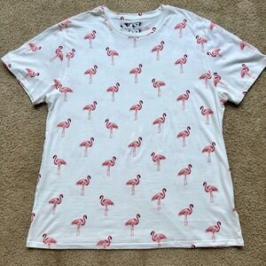 Knicker Bocker Vintage Design Men's XL Short‎ Sleeve White Pink Flamingo T-shirt